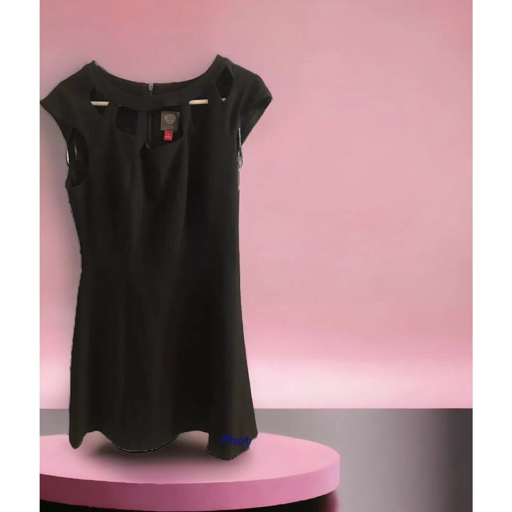 Vince Camuto Black Dress Size 12 Fit & Flare Cut Outs Special Occasion Cocktail